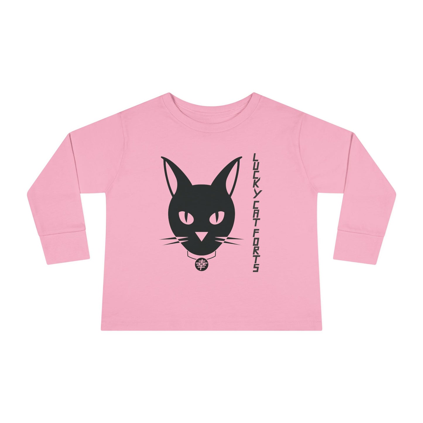 Lucky Cat Toddler Long Sleeve Tee, Fun Cat Shirt for Kids, Cute Gift for Toddlers, Halloween, Birthday, Everyday Wear