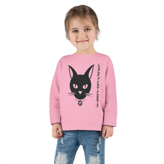 Lucky Cat Toddler Long Sleeve Tee, Fun Cat Shirt for Kids, Cute Gift for Toddlers, Halloween, Birthday, Everyday Wear