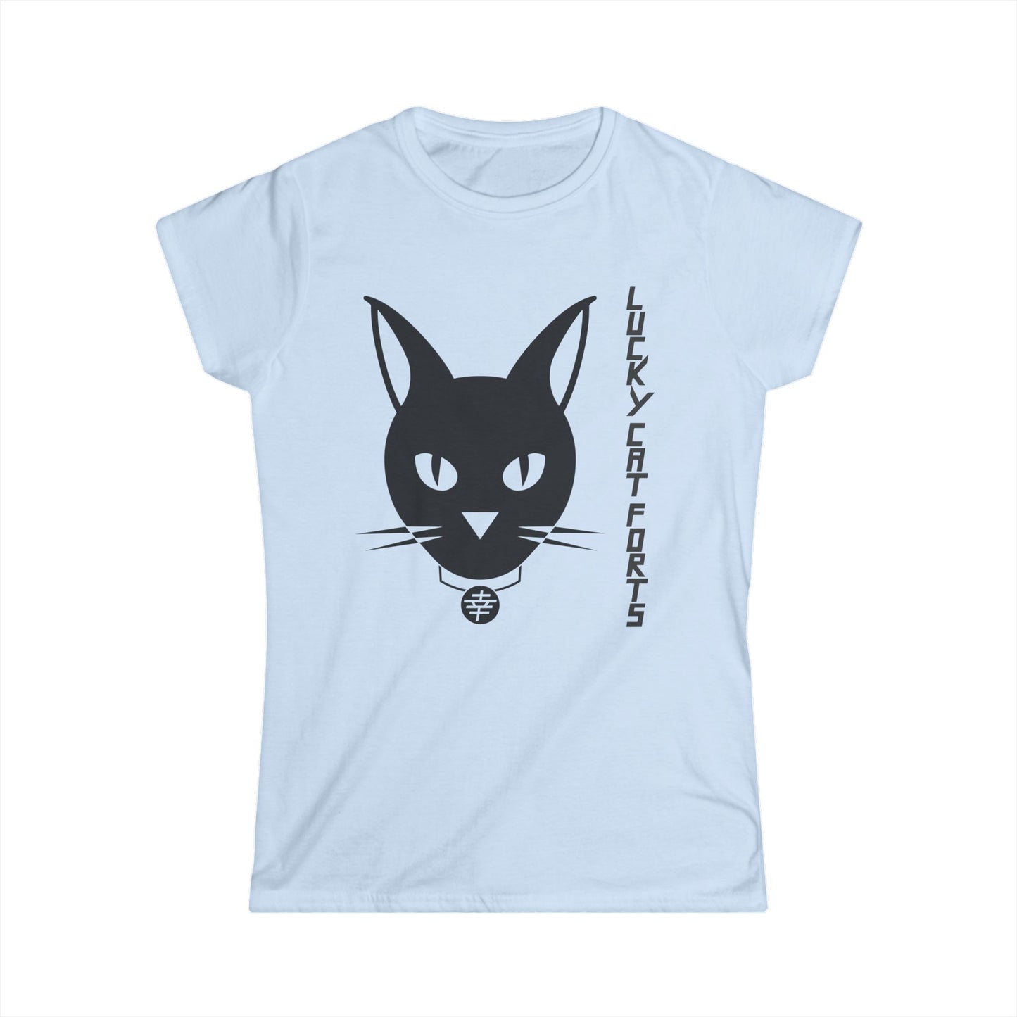 Lucky Cat Women’s Tee, Casual Wear, Gift for Cat Lovers, Softstyle Shirt, Cute Cat Graphic Tee, Everyday Comfort Top