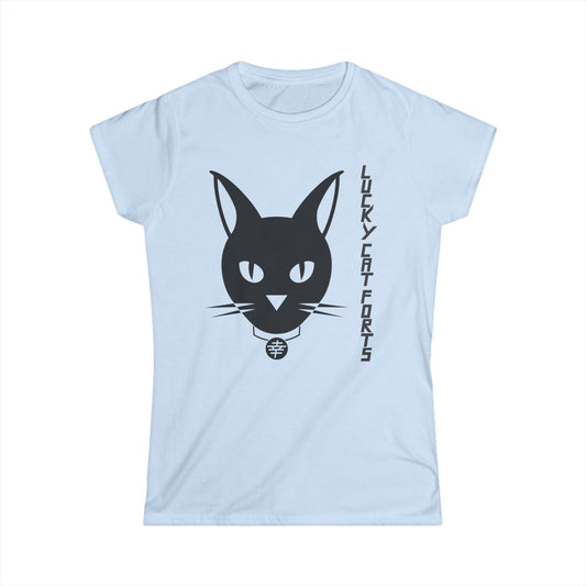 Lucky Cat Women’s Tee, Casual Wear, Gift for Cat Lovers, Softstyle Shirt, Cute Cat Graphic Tee, Everyday Comfort Top