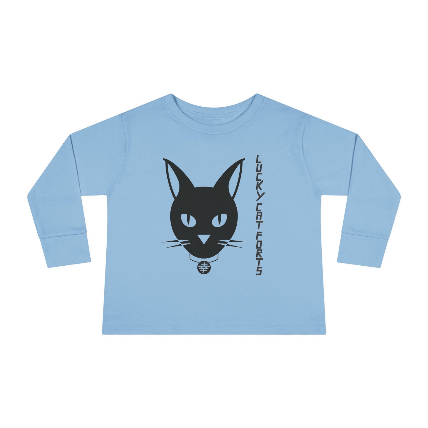 Lucky Cat Toddler Long Sleeve Tee, Fun Cat Shirt for Kids, Cute Gift for Toddlers, Halloween, Birthday, Everyday Wear