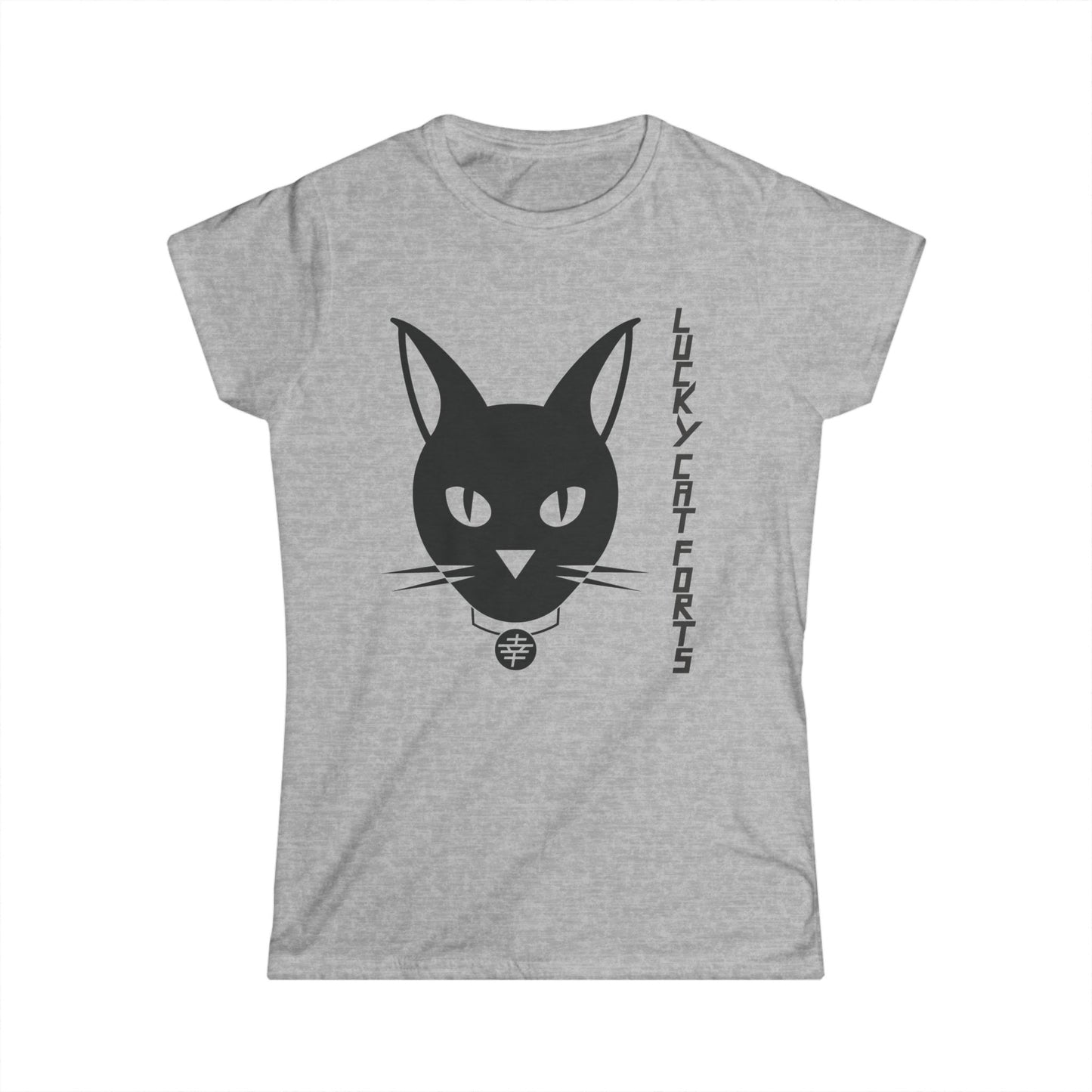 Lucky Cat Women’s Tee, Casual Wear, Gift for Cat Lovers, Softstyle Shirt, Cute Cat Graphic Tee, Everyday Comfort Top