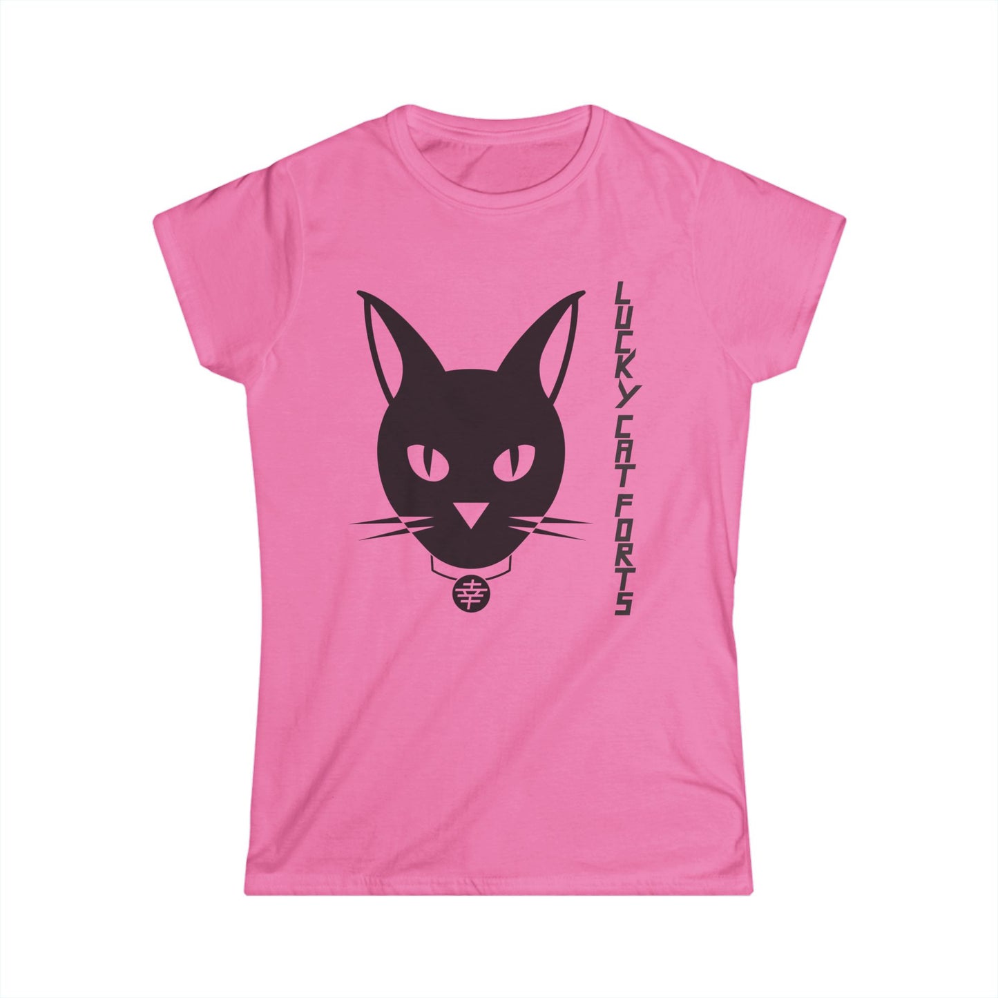 Lucky Cat Women’s Tee, Casual Wear, Gift for Cat Lovers, Softstyle Shirt, Cute Cat Graphic Tee, Everyday Comfort Top