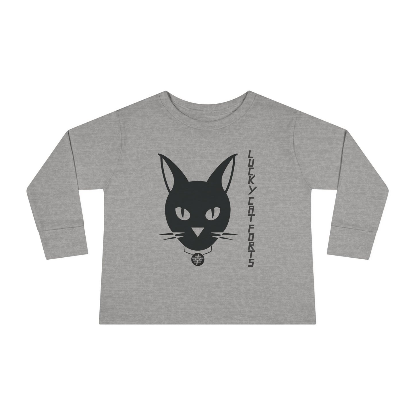 Lucky Cat Toddler Long Sleeve Tee, Fun Cat Shirt for Kids, Cute Gift for Toddlers, Halloween, Birthday, Everyday Wear